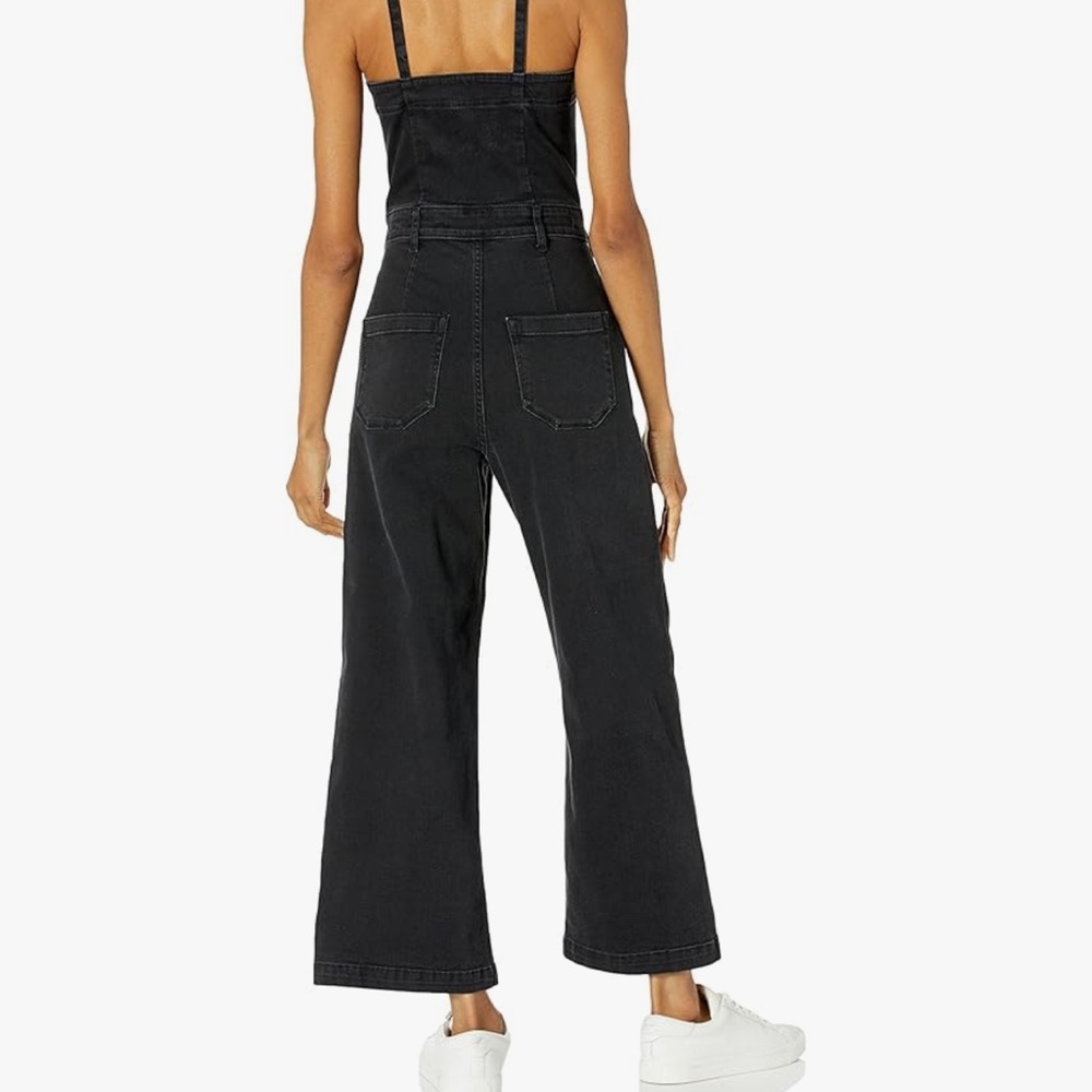Paige Black Denim Cropped Jumpsuit - Picture 3 of 3
